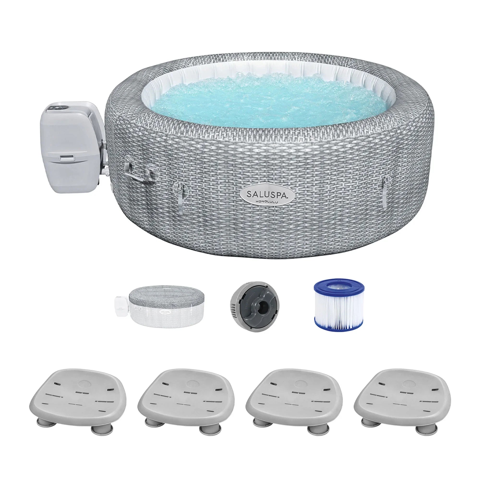 Bestway Coleman Honolulu AirJet Hot Tub with 4-Pack SaluSpa Spa Seat