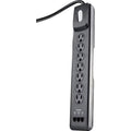 1PACK Woods 7-Outlet 2480J Black Multi-Media Surge Protector Strip with 6 Ft. Cord