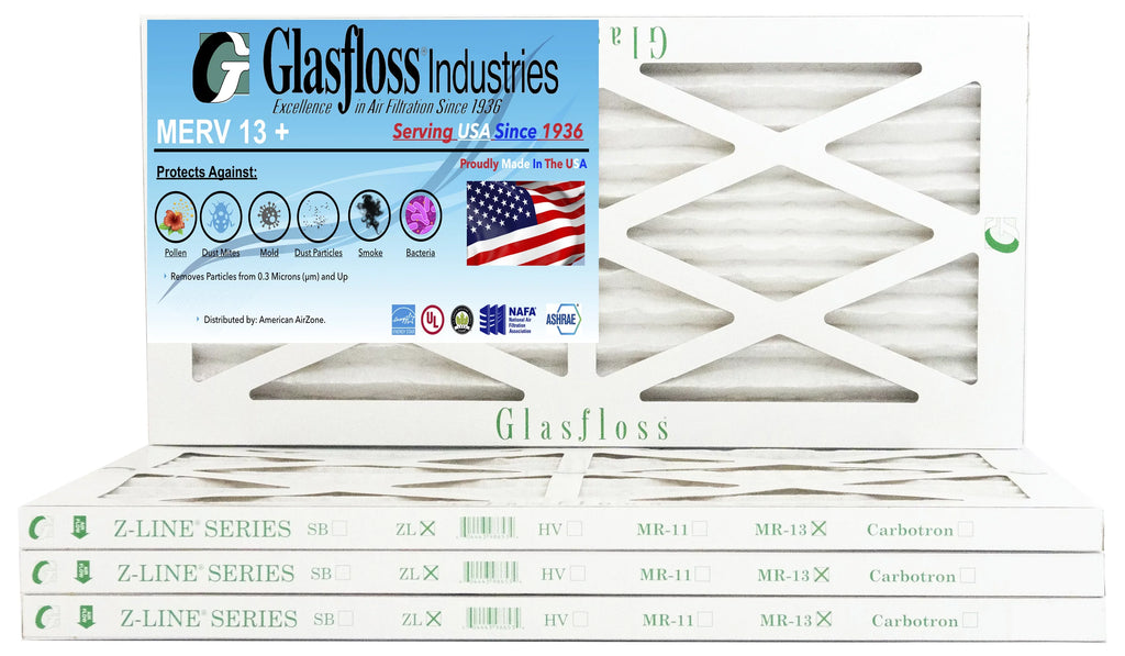 Glasfloss 10x30x1 -  13 -Qty:4 - Furnace Air Filter - Made in  (Actual Size: 9.5 x 29.5x7/8 inch)