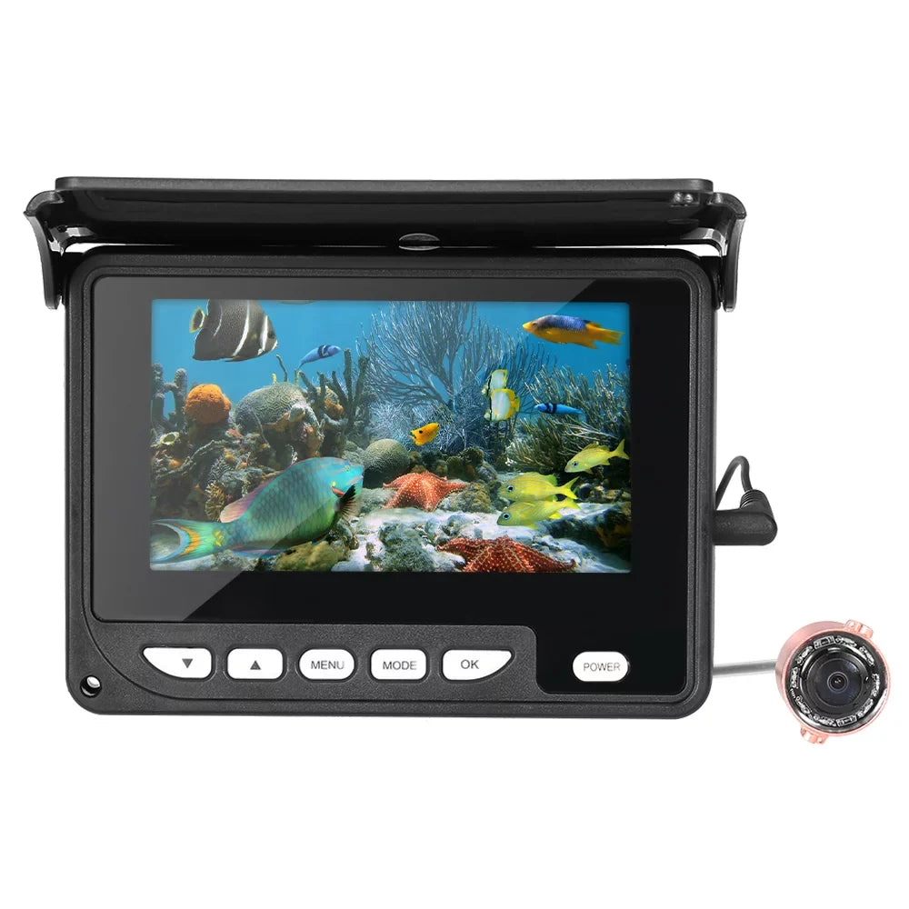 Walmeck 4.3 Inch Portable Underwater Fishing Camera Fish Finder Waterproof Night Vision Ice Boat Fishing Camera 20M Cable with Carry Bag