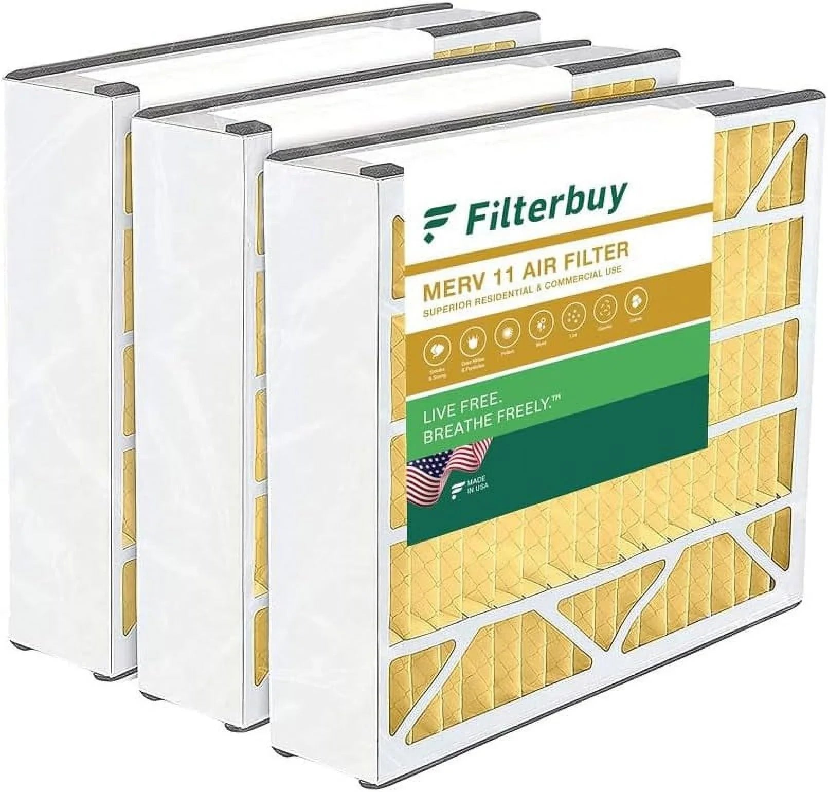 Filterbuy 16x25x5  11 Pleated   Furnace Air Filters for Trion Air Bear 255649-105 (3-Pack)
