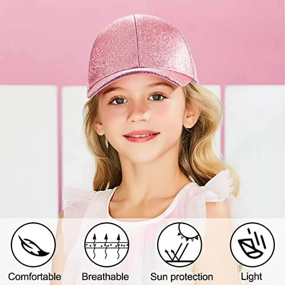 Glitter Ponytail Baseball Hat Summer Sun Hat with High Bun Messy Ponytail Hole