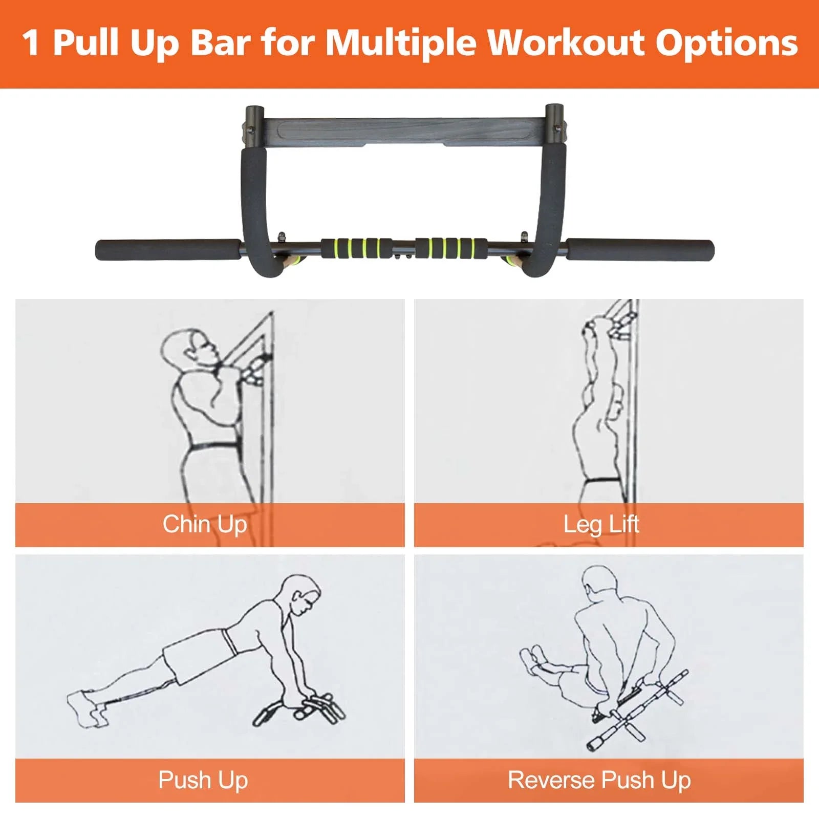 Wide & Narrow Pull-Ups Sponge Grip High-Quality Service Pull-Up Bar Home Gym