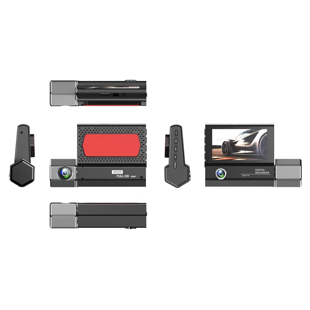 Walmeck 3 Cameras Dash Cam 4in Clear Car Rearview Mirror Car Video Recording Car Recorder Auto Safety Driving Recorder