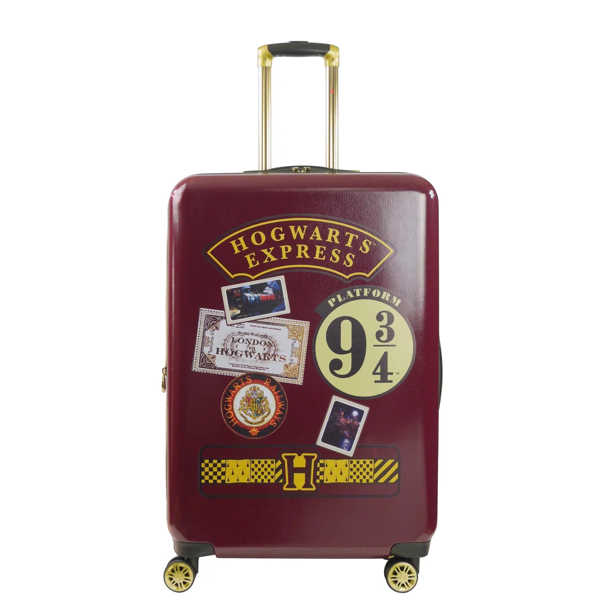 Harry Potter 29 Inch Rolling Luggage, Hogwarts Express Hardshell Suitcase with Spinner Wheels, Burgundy