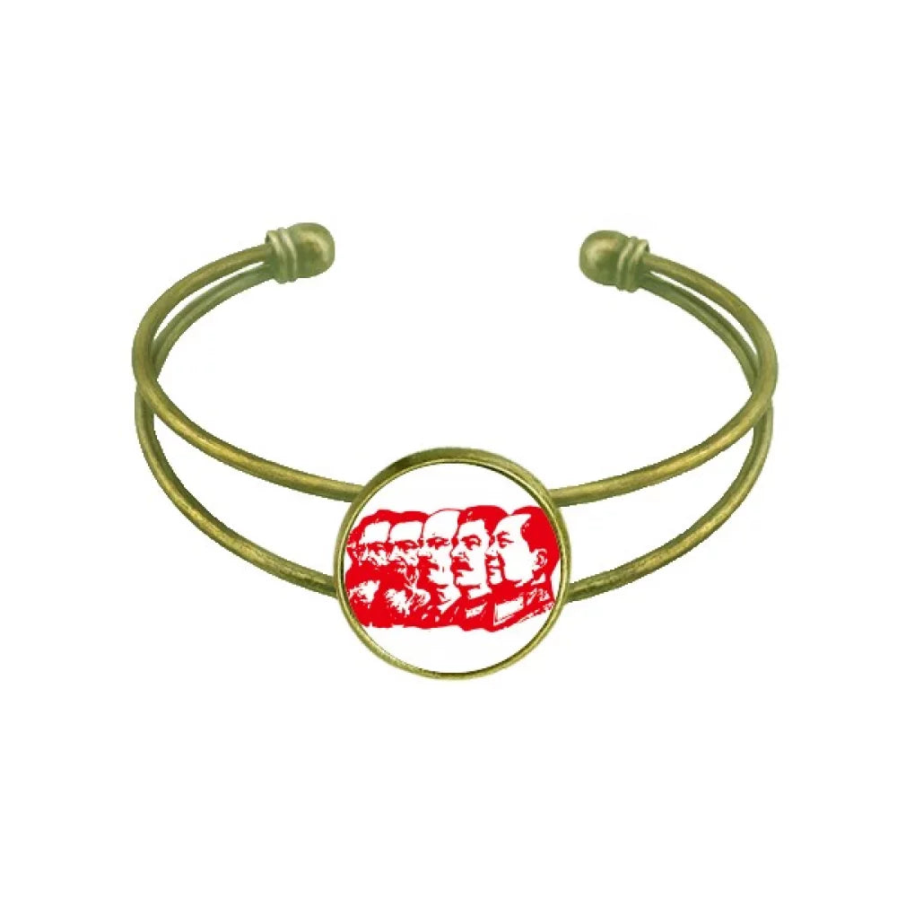 Red Marxism Chairman Mao China Bracelet Bangle Retro Open Cuff Jewelry