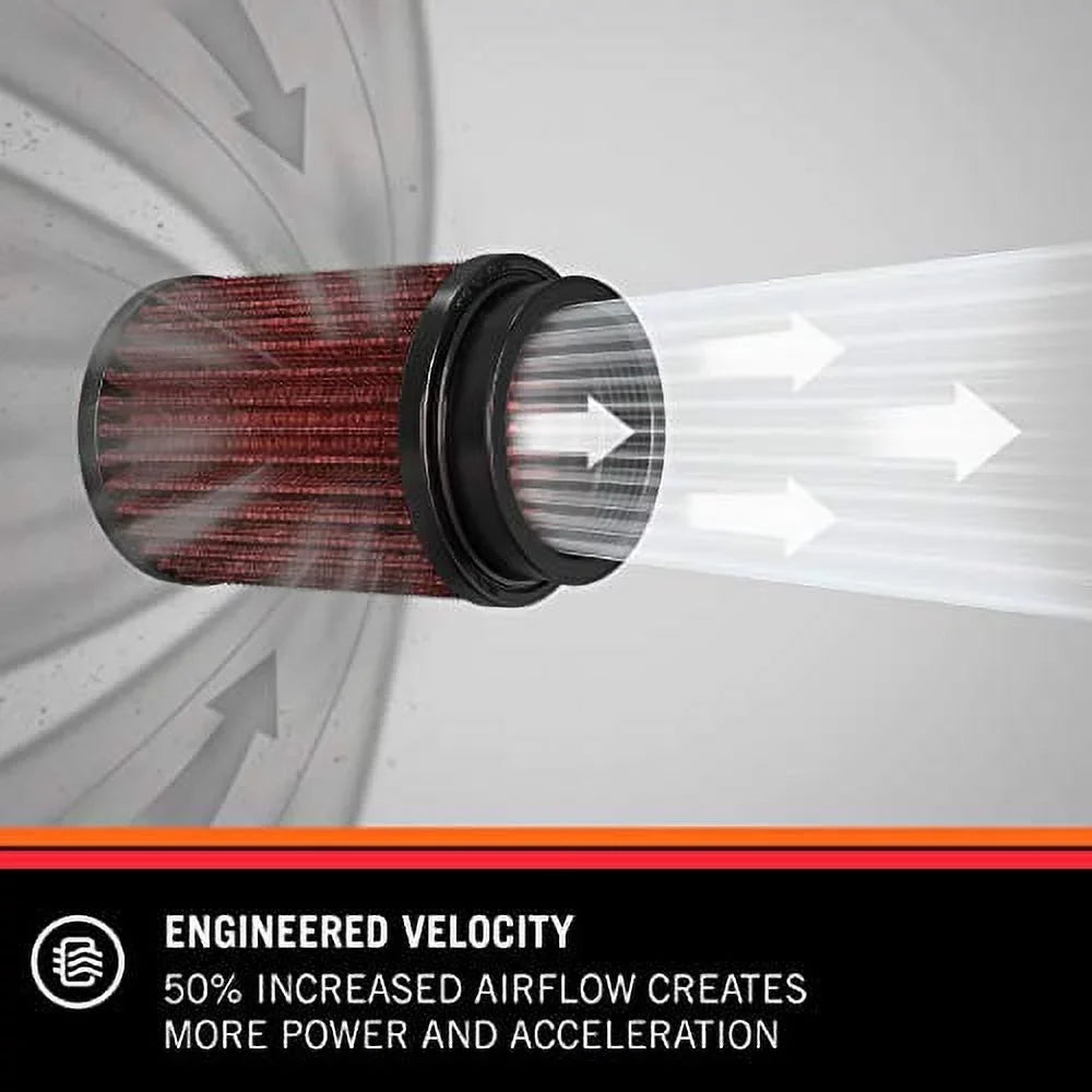 K&N Universal Clamp-On Engine Air Filter: Washable and Reusable: Round Tapered; 5 in (127 mm) Flange ; 7 in (178 mm) Height; 6.5 in (165 mm) Base; 4.375 in (111 mm) Top , -2800