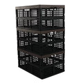 Morcte 42 L Plastic Collapsible Storage Crates, Stacking Folding Storage Basket, 3-Pack