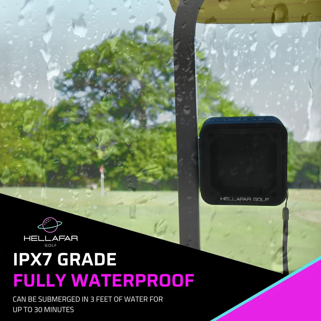 Hellafar Golf Speaker - Golf Cart Bluetooth Speaker, Magnetic Mounting System, IPX7 Waterproof, Black