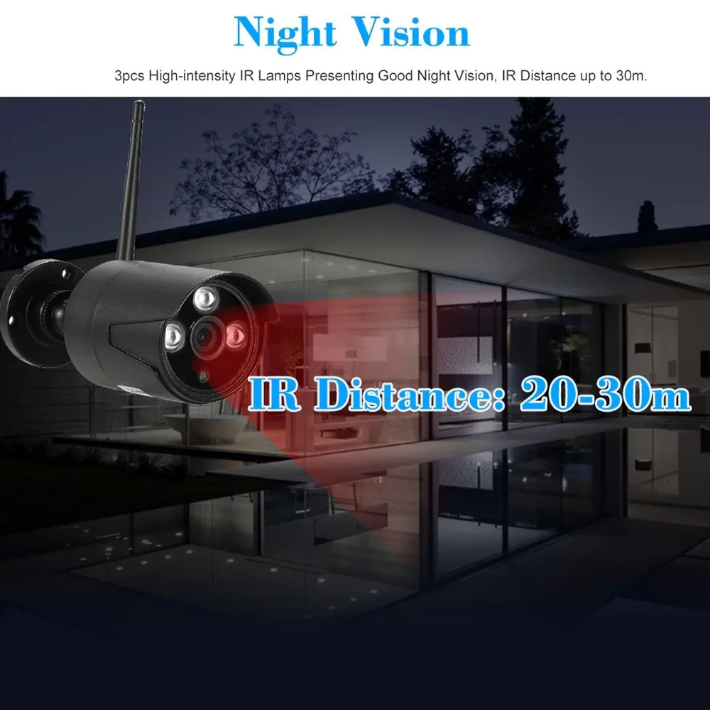 Radirus Wireless  System, 4pcs 1.0MP WiFi  Camera, 4CH 1080P  Kit, Phone Control