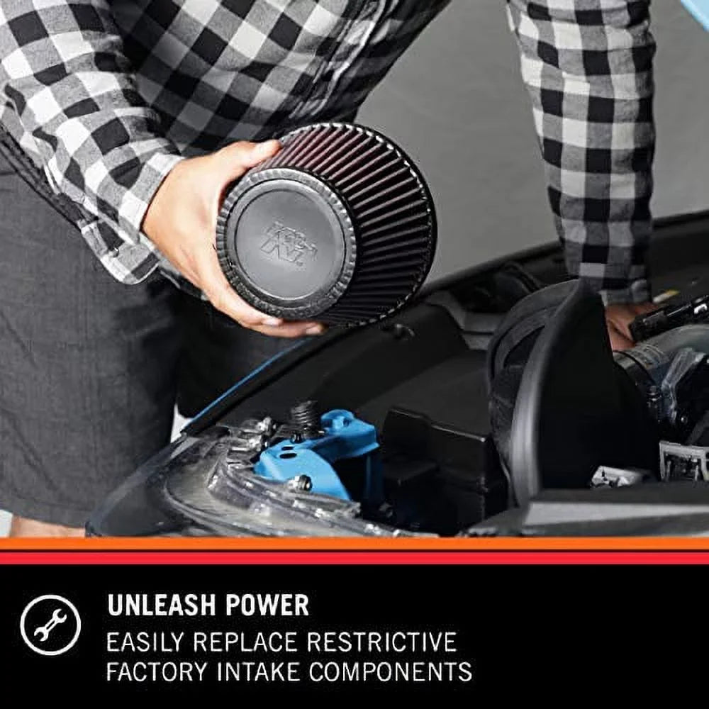 K&N Universal Clamp-On Engine Air Filter: Washable and Reusable: Round Tapered; 5 in (127 mm) Flange ; 7 in (178 mm) Height; 6.5 in (165 mm) Base; 4.375 in (111 mm) Top , -2800