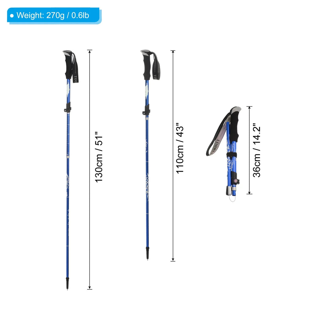 Uxcell Trekking Poles, Collapsible Hiking Pole 51 Inch with Mud Basket, 2 Pack Dark Blue