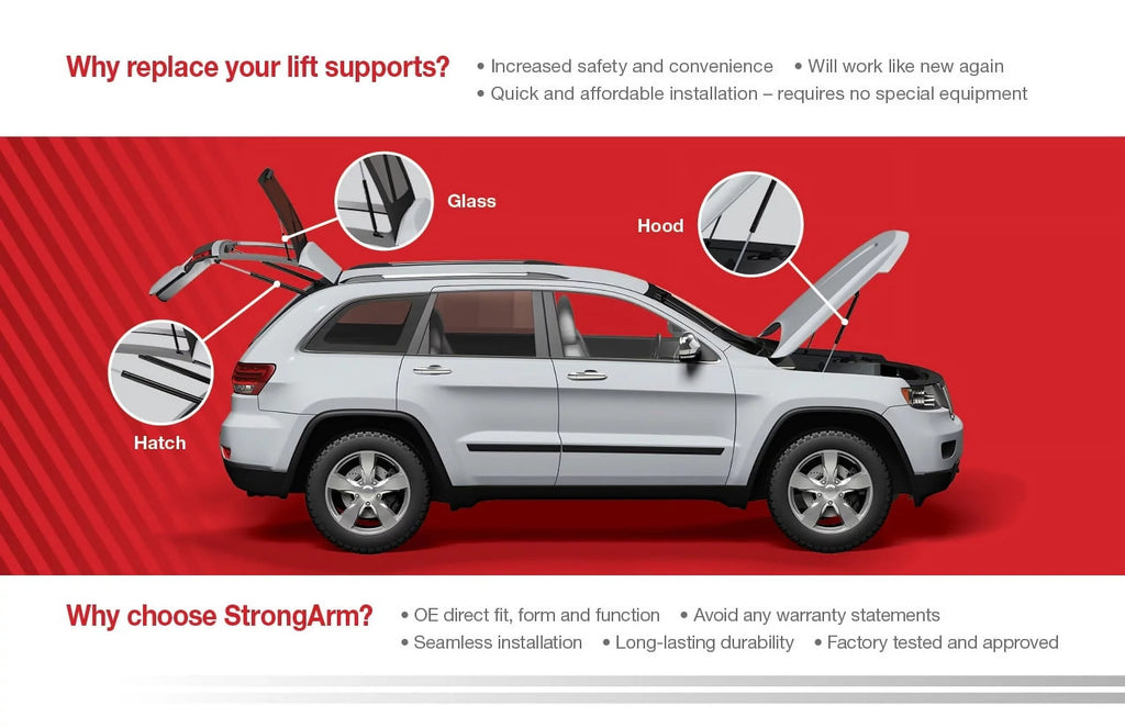 Qty 2 Made by Strong Arm 4643 Fits Mustang 94 to 04 Trunk Lift Supports W/O Spoiler Fits select: 1994-2004