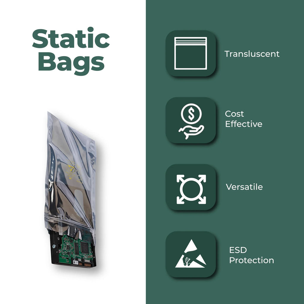 3 Mil Metallic Conductive Transparent Bags 4" x 6" High-Quality 100/ Dependable  Protection