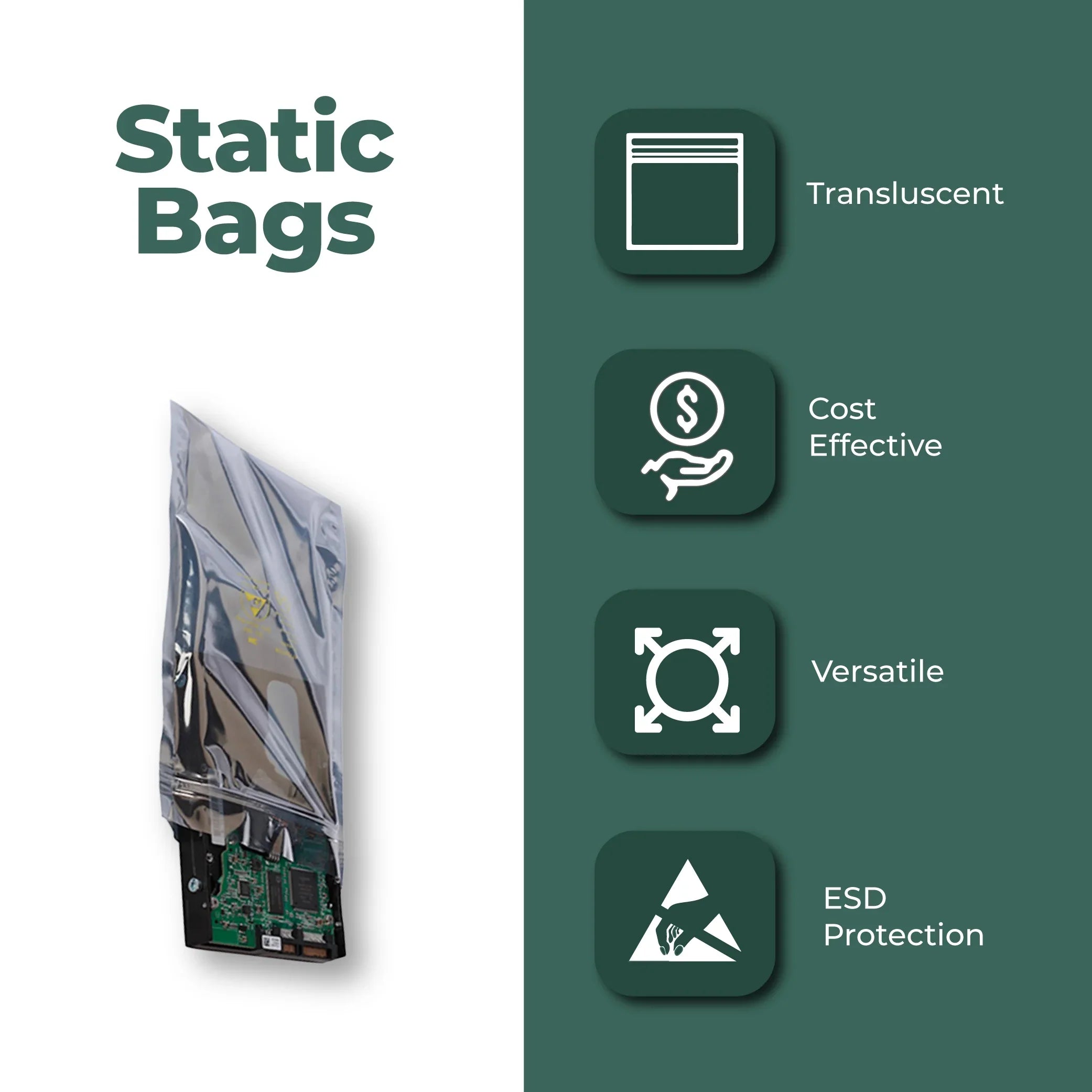 3 Mil Metallic Conductive Transparent Bags 4" x 6" High-Quality 100/ Dependable  Protection