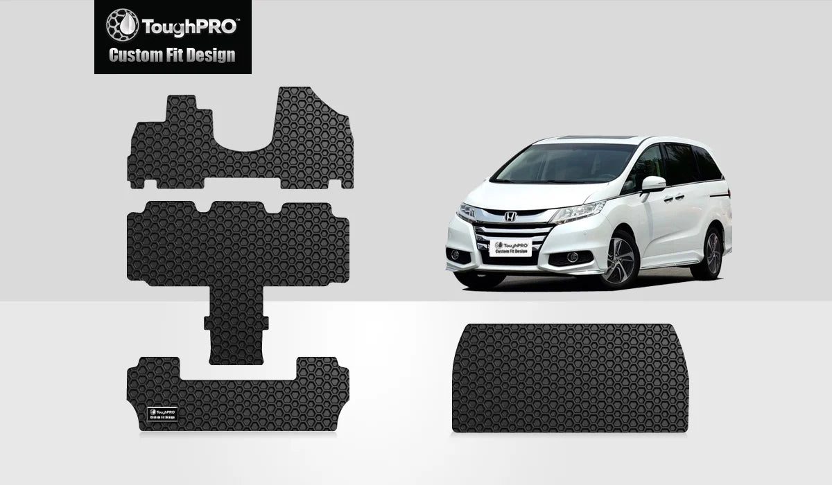 ToughPRO - Full Set with Cargo Mats Compatible with  Odyssey - All Weather Heavy Duty (Made in ) - Black Rubber - 2016