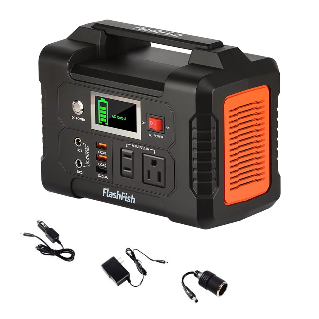 Flashfish PortableStation,3 Modes E200 Portable 200w Batterye200 Modes - 200w BatteryStation With 3 40800mah/151wh Solar - 40800mah/151wh 200w Modes Station With Solar -and Modes