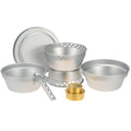 Htovila Portable Camping Cookware Mess Kit Stove Spirit with Stand Pot Pan with Gripper Cooking Set for Backpacking Hiking Picnic