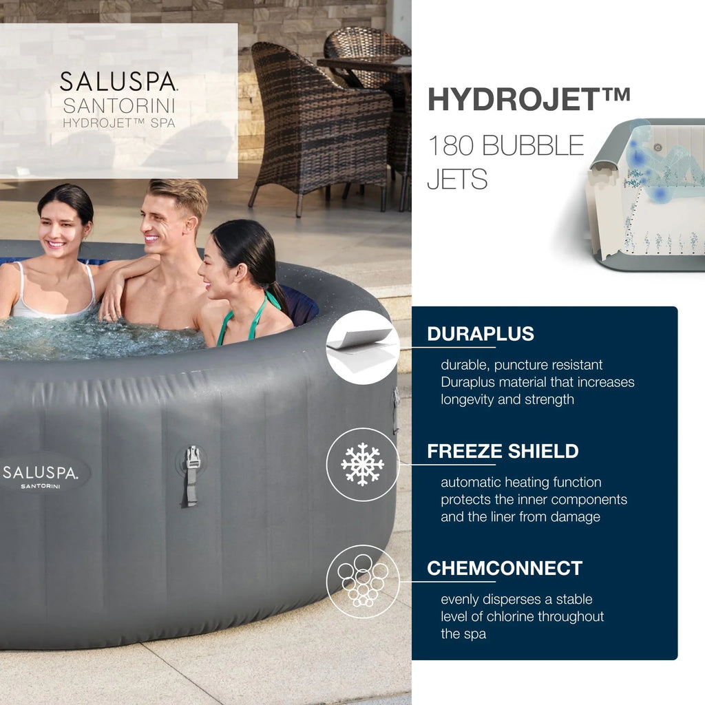 Bestway SaluSpa Santorini HydroJet Hot Tub w/Set of 2 SaluSpa Pool/Spa Seat