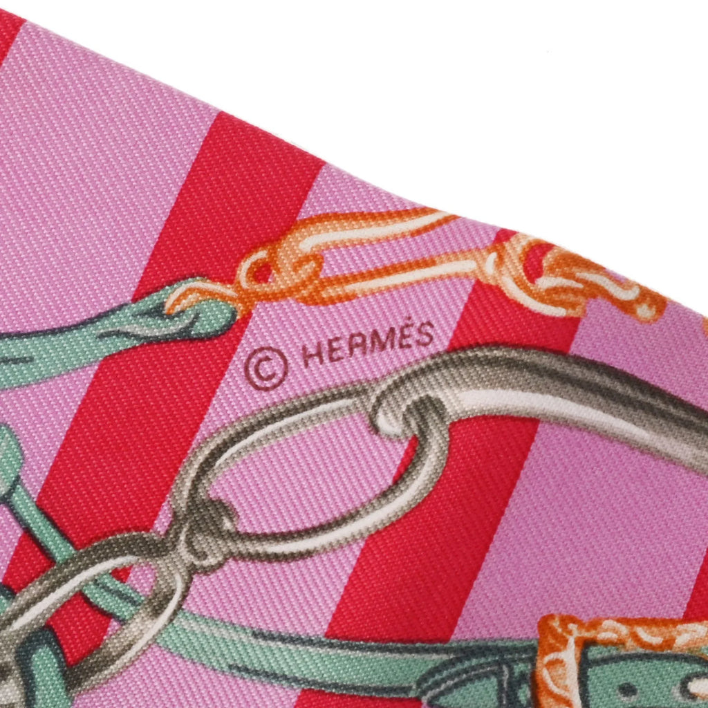 Pre-Owned  Twilly    Old Tag Pink/Red/Green - Women's 100% Silk Scarf Muffler (Fair)