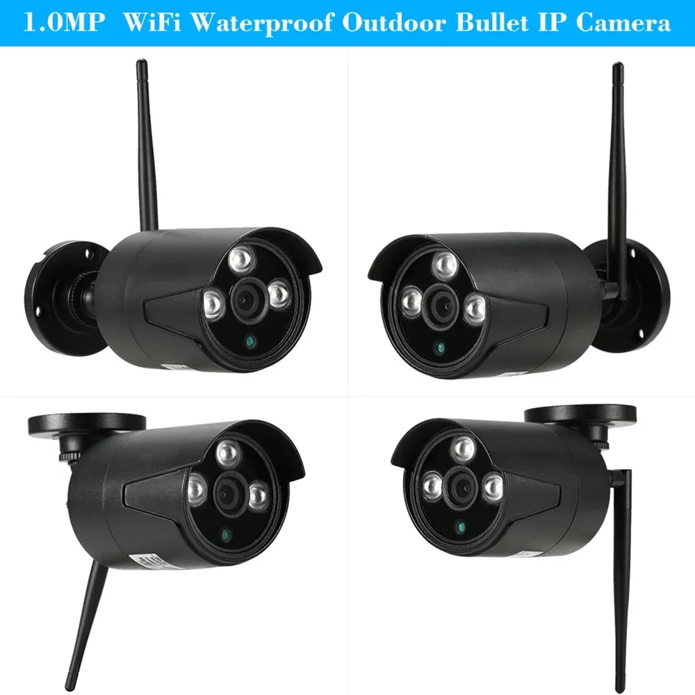 Apexeon Webcam,Wireless WiFi 4CH 1080P Support P2P 1.0MP Wireless 1080P WiFi 1080P  WiFi Waterproof Outdoor  Camera P2P - Vision Motion   Kit 4pcs WiFi Waterproof Florbela