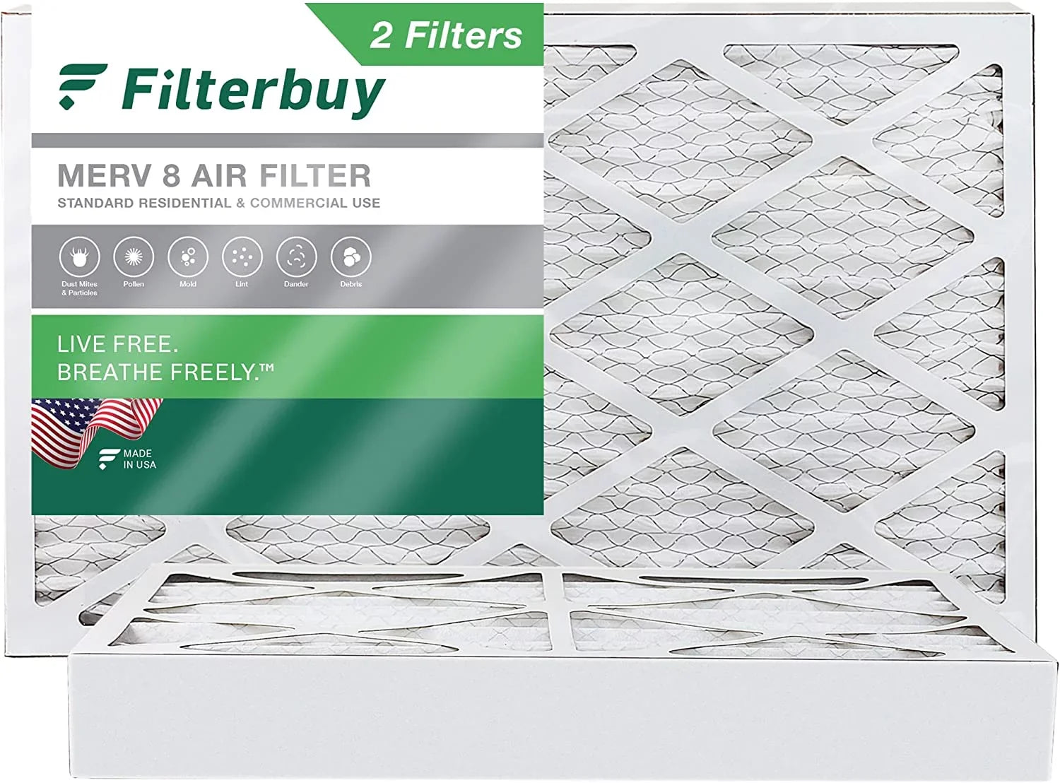 Filterbuy 10x25x4  8 Pleated   Furnace Air Filters (2-Pack)
