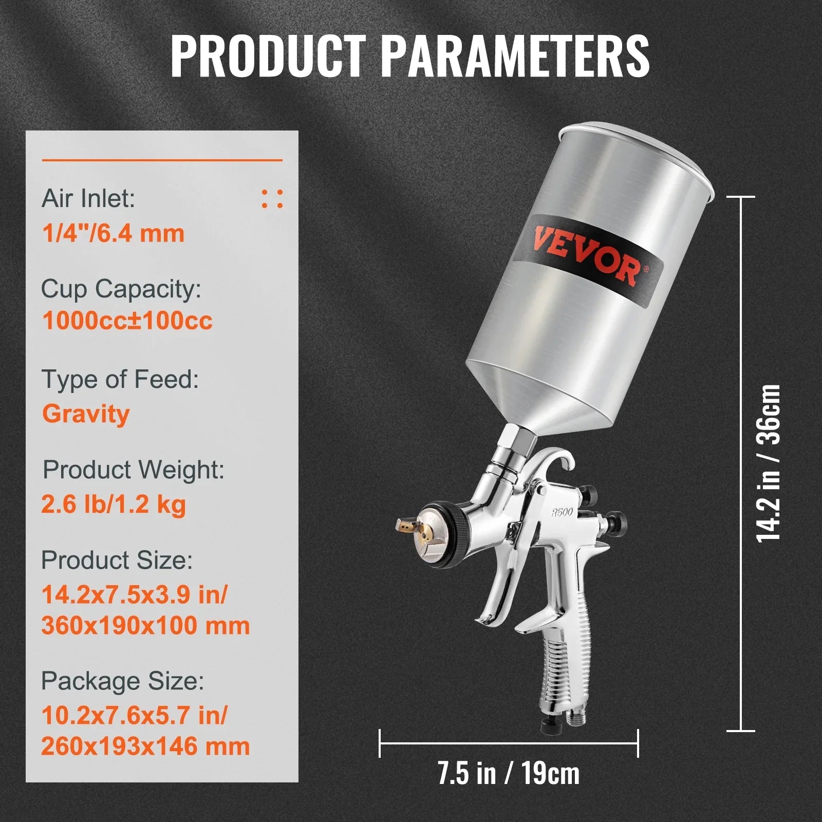 Air Spray Gun Kit Paint Gun Gravity Feed  1.3/1.4/1.8 mm Nozzle