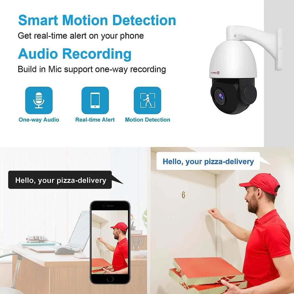Anpviz 8MP PoE   Surveillance Camera 20X Optical Zoom,   Security Camera Outdoor Indoor with Mic/Audio, Person Vehicle Detection,  Night Vision, Metal, Pan 360°/Tilt 90°, IP66 Waterproof
