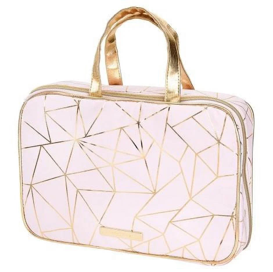 Tartan + Twine Gold Foil Pink Geo Zip Beauty Cosmetic Bag 3-Piece Deluxe Weekender Set, 1