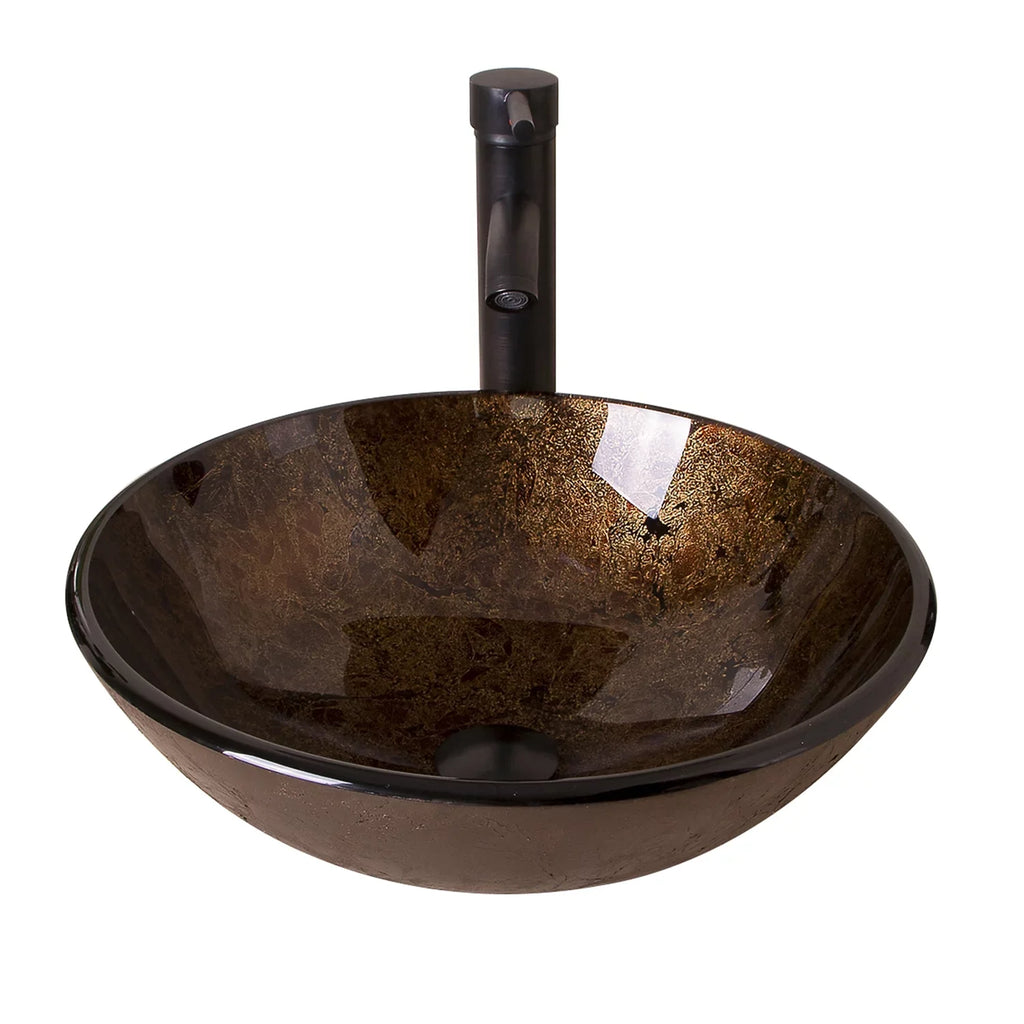 Wonline Artistic  Tempered Glass Vessel Sink Set, Wash Sink Come with Pop Up Drain Combo