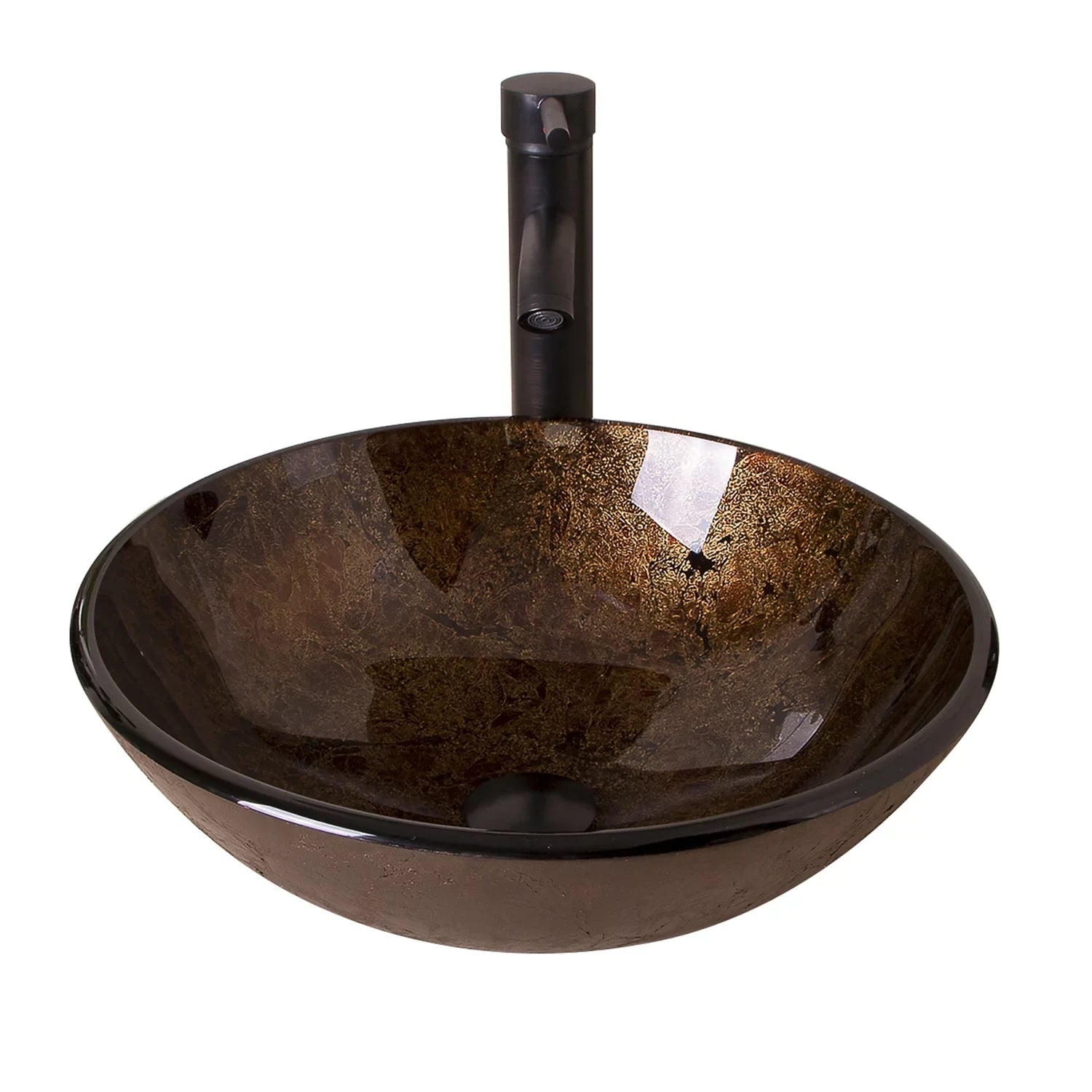 Wonline Artistic  Tempered Glass Vessel Sink Set, Wash Sink Come with Pop Up Drain Combo