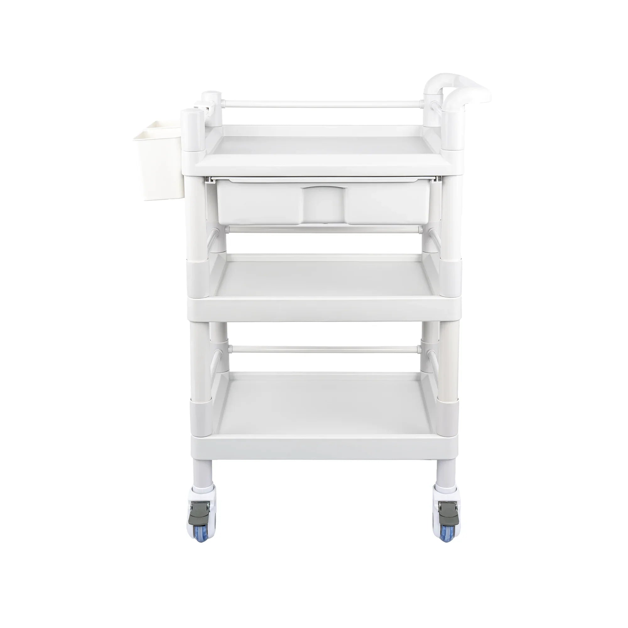 Medical Mobile Trolley Cart 3 Tier 500 Lbs Spacious Beauty Salon Rolling Trolley with Dirt Buckets Drawers 360°Rotate Wheels Heavy Duty Medical Utility Cart for Hospital Dental Clinic