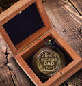 Best Bucking Dad Ever Laser Engraved Compass in Wooden Box