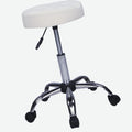 Round Stool with Backrest Plating Five-Star Feet Technician Stool Suitable for Beauty Salon, Medical Clinic, Kitchen, Studio and Home Office White