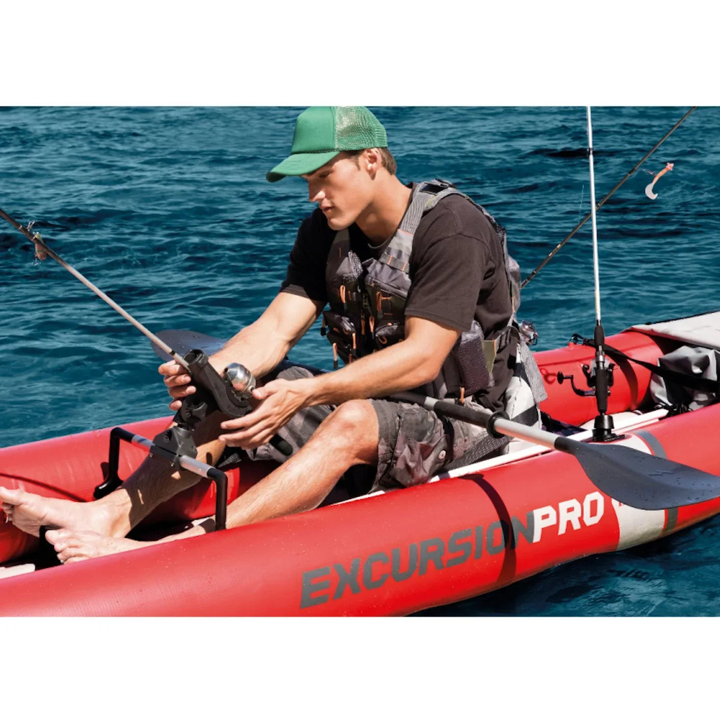 Excursion Pro Inflatable 2 Person Vinyl Kayak with Oars & Pump, Red (3 Pack)