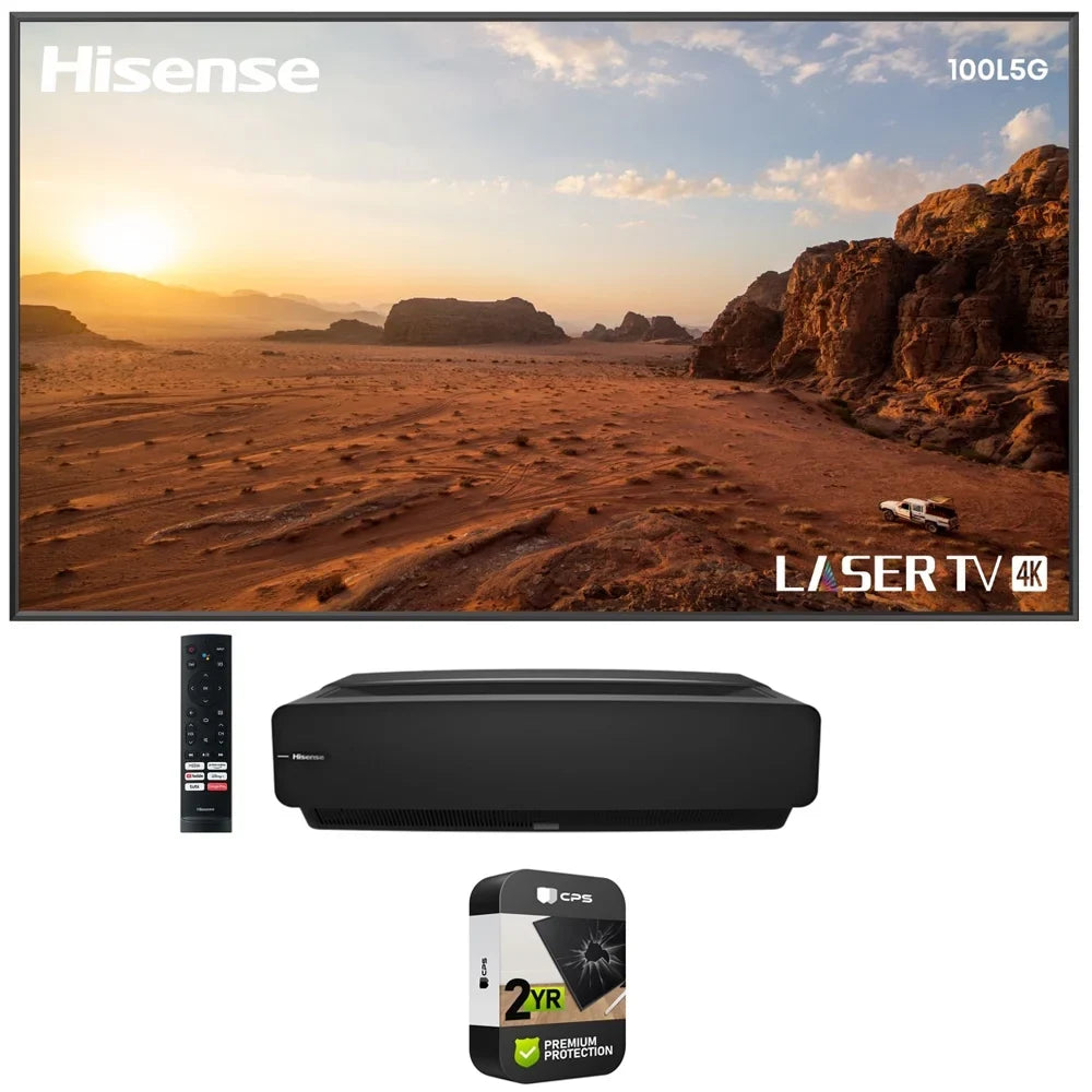 Hisense 100L5G 100" 4K Ultra-Short-Throw   & 100'' DLT100B 1.0 Gain  Screen Bundle with 2   Enhanced Protection Pack