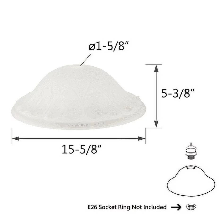 Aspen Creative 23116-01 Frosted Glass Shade for Medium Base Socket Torchiere Lamp, Swag Lamp and Pendant, 15-5/8" Diameter x 5-3/8" Height.