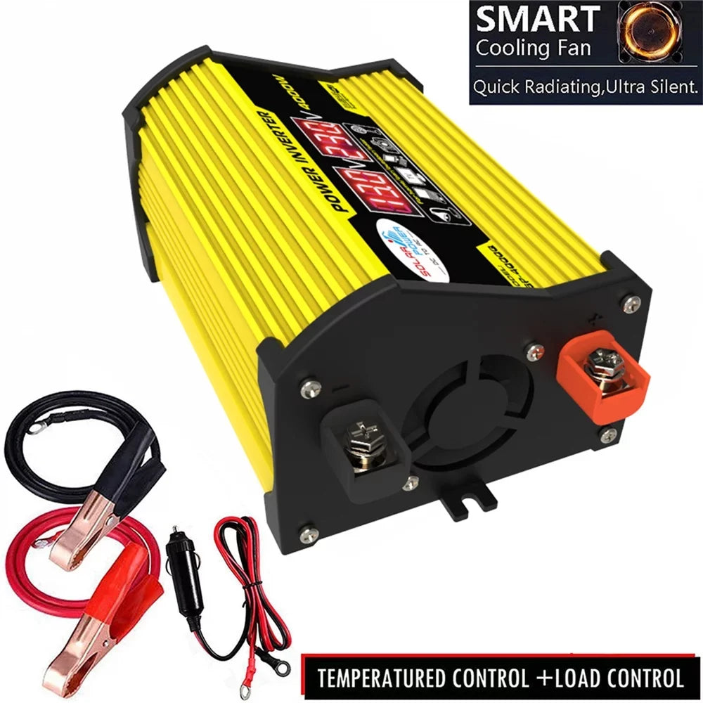 Gecheer Portable Inverter Car Power Inverters DC12Volt To AC110220Volt Transformer 4000W Modified SineWave Inverter Dual  Display Auto Inverters
