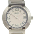 Pre-Owned Hermes Nomad Watch NO1.710 Stainless Steel Swiss Made Silver Quartz Analog Display White Dial Men's (Fair)