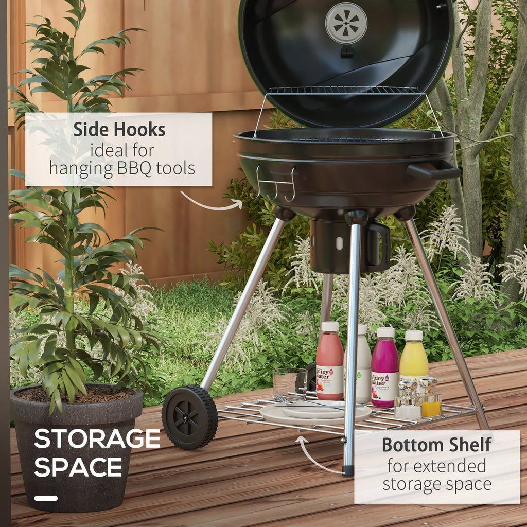 CoSoTower 21" Kettle Charcoal  Grill Trolley with 360 Sq.In. Cooking Area, Outdoor Barbecue with Shelf, Wheels, Ash Catcher and Built-In Thermometer for Patio, Backyard Party, Green
