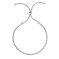 JewelStop Silver Rhodium Finish Shiny Tennis Adjustable Bracelet On Snake Chain, Draw String - 9.25 Inches, 4.2gr.