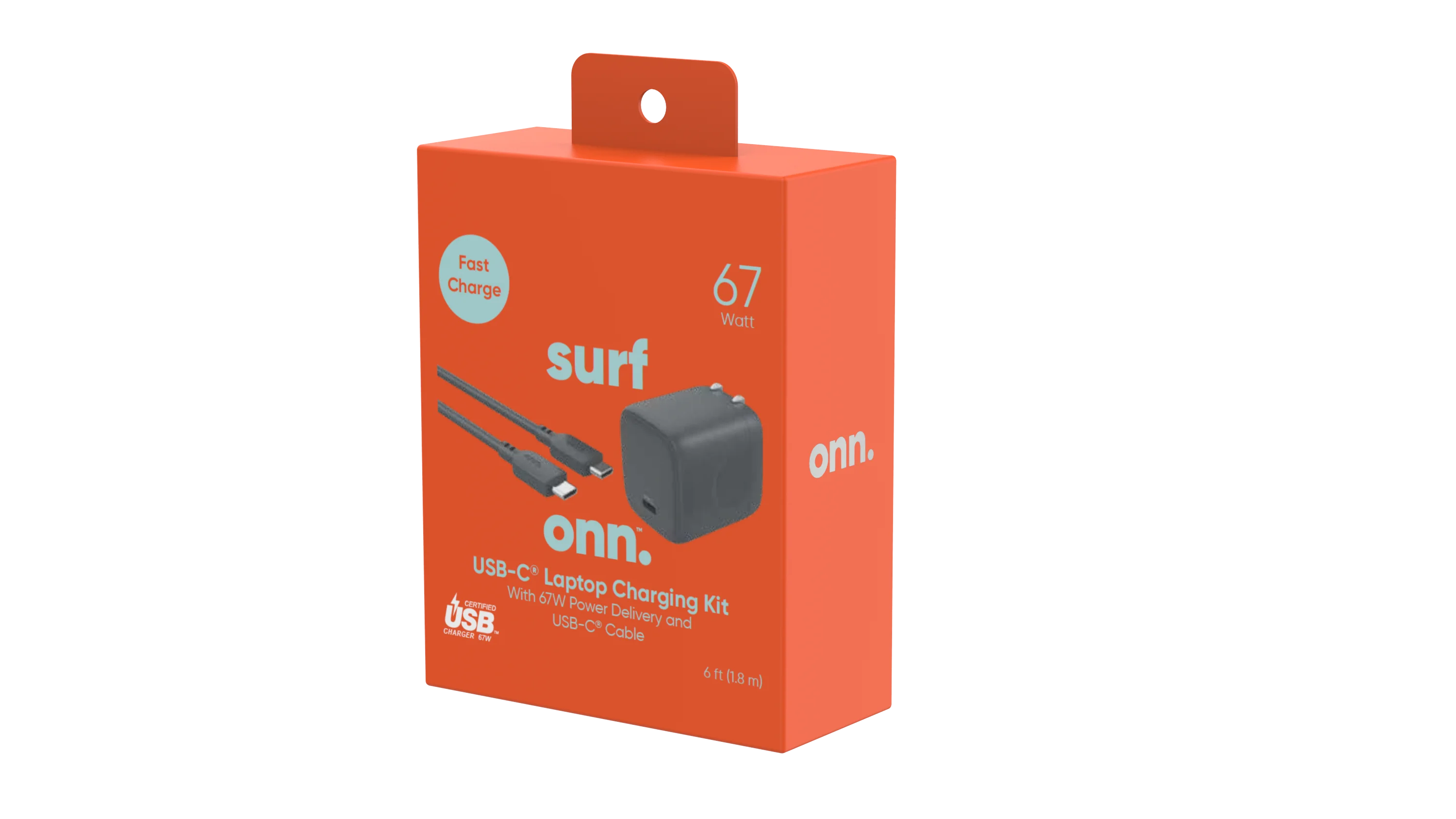 onn.  67W Laptop Charger with 1 -C Port, Compatible for Apple,Dell,,Asus,Acer,Lenovo,Grey