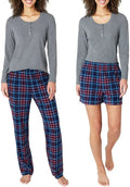 Eddie Bauer Womens 3-Piece Waffle Knit Pajama Set (Gray, Small)