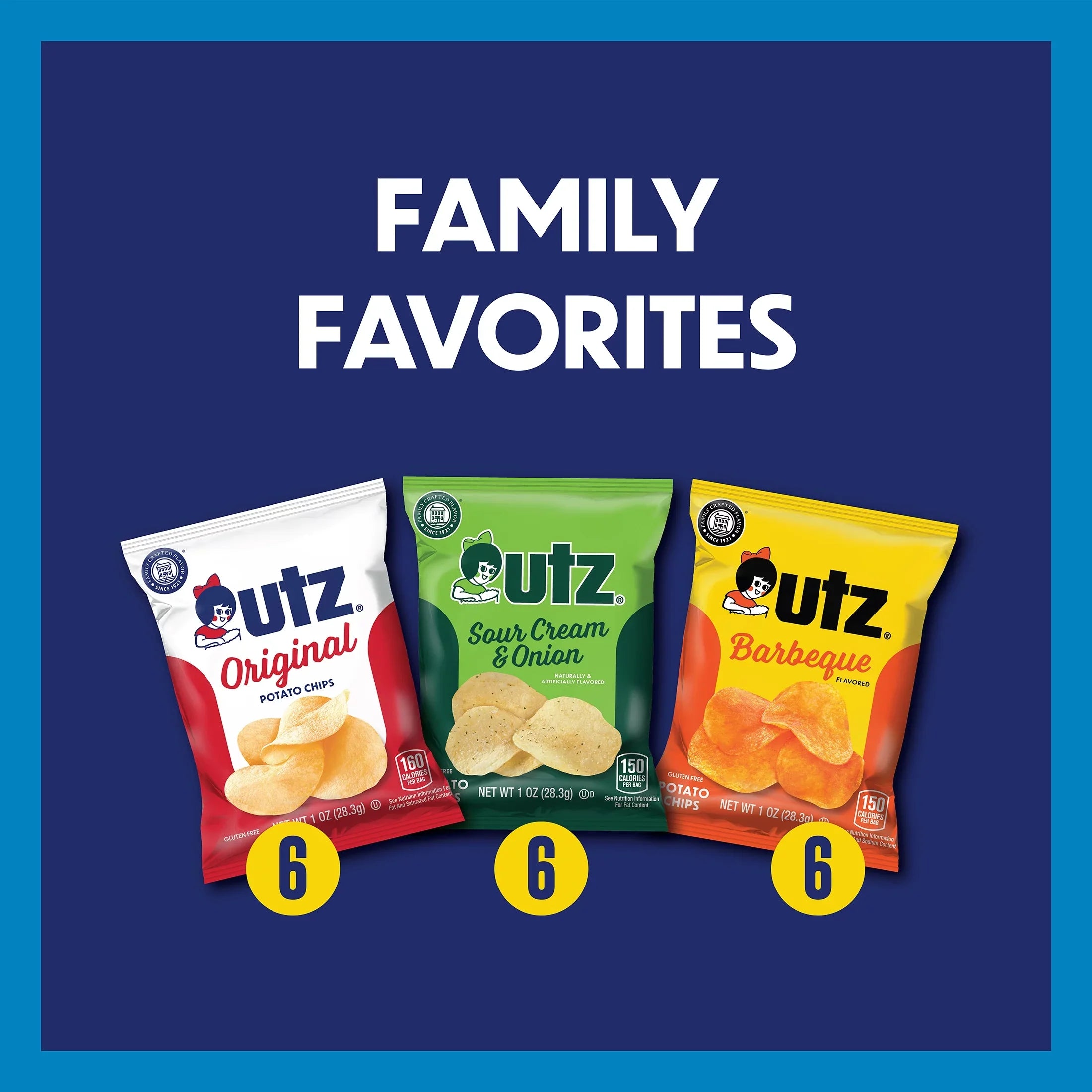 Utz Chip Pack, Variety Pack, Gluten-Free, Potato Chips, 1 oz, 18 Count