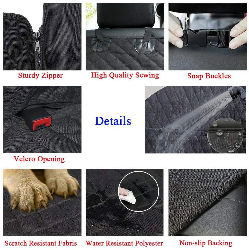 Dog Car Seat Covers with Mesh Window, Waterproof Dog Cover Back Seat, Scratchproof Dog Car Hammock Dogs Protection Cover for Cars SUVs & Trucks