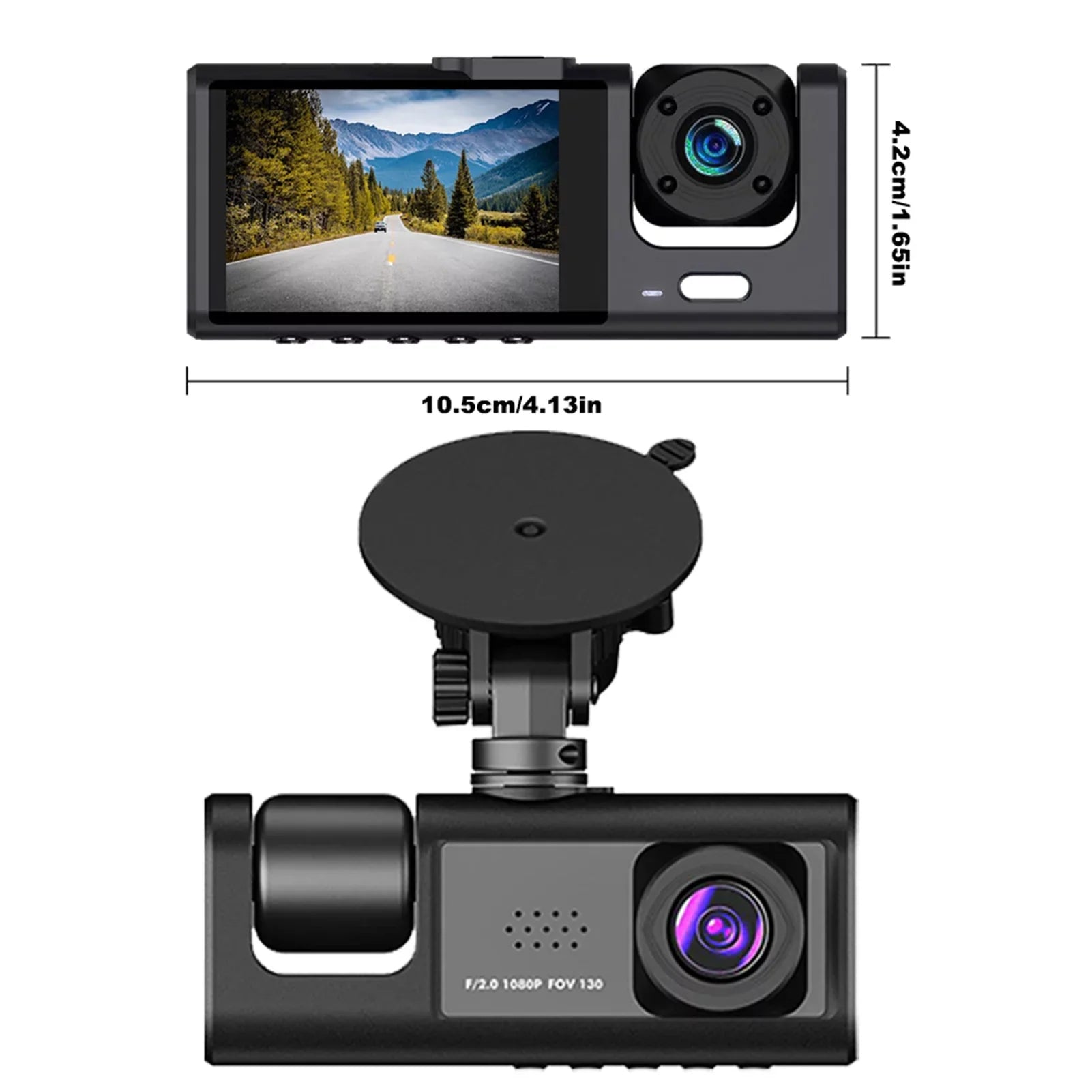 Andoer Dash Cam Front and Rear Inside 3 Cameras 1080P+720P+480p Car Rearview Mirror Car Video Recording Camcorder Night Vision Car Camera Recorder Auto Safety Driving Recorder