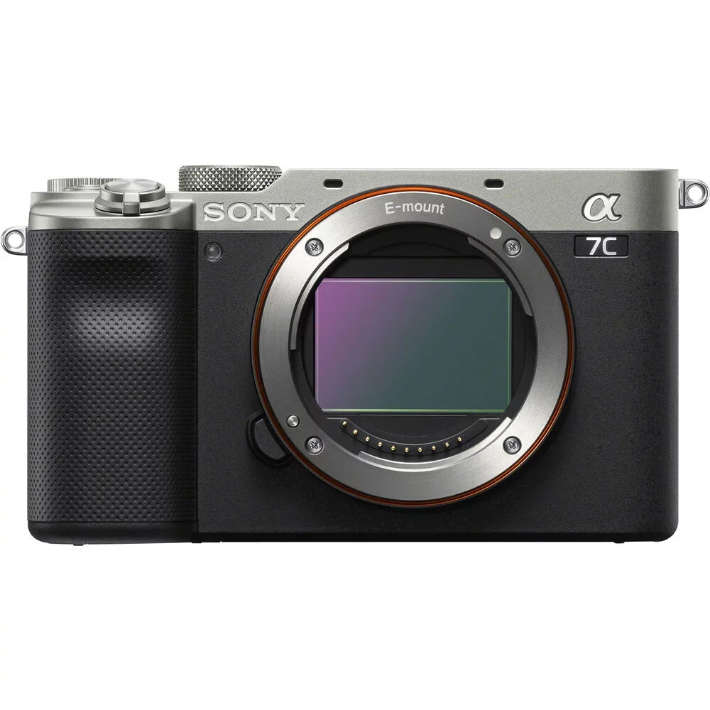 Sony a7C Camera (Silver) with 24-70mm f/2.8  Lens + 0.43X Wide Angle Lens + 2.2x Telephoto Lens + Flash + 64GB Memory Card + -- Filters + Wrist Grip - International Version