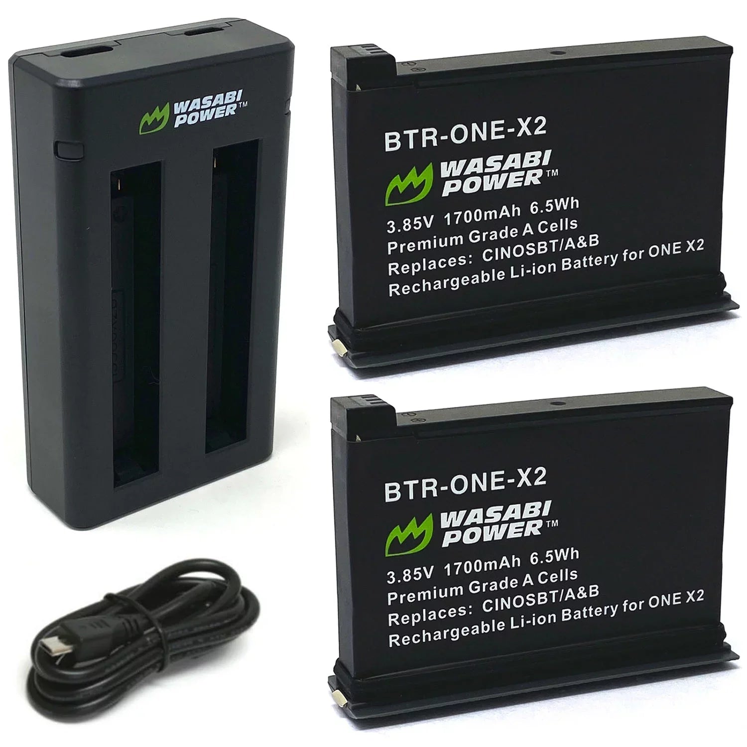 Wasabi Power Battery (2-Pack) and Dual Charger for Insta360  X2 (Not Waterproof)