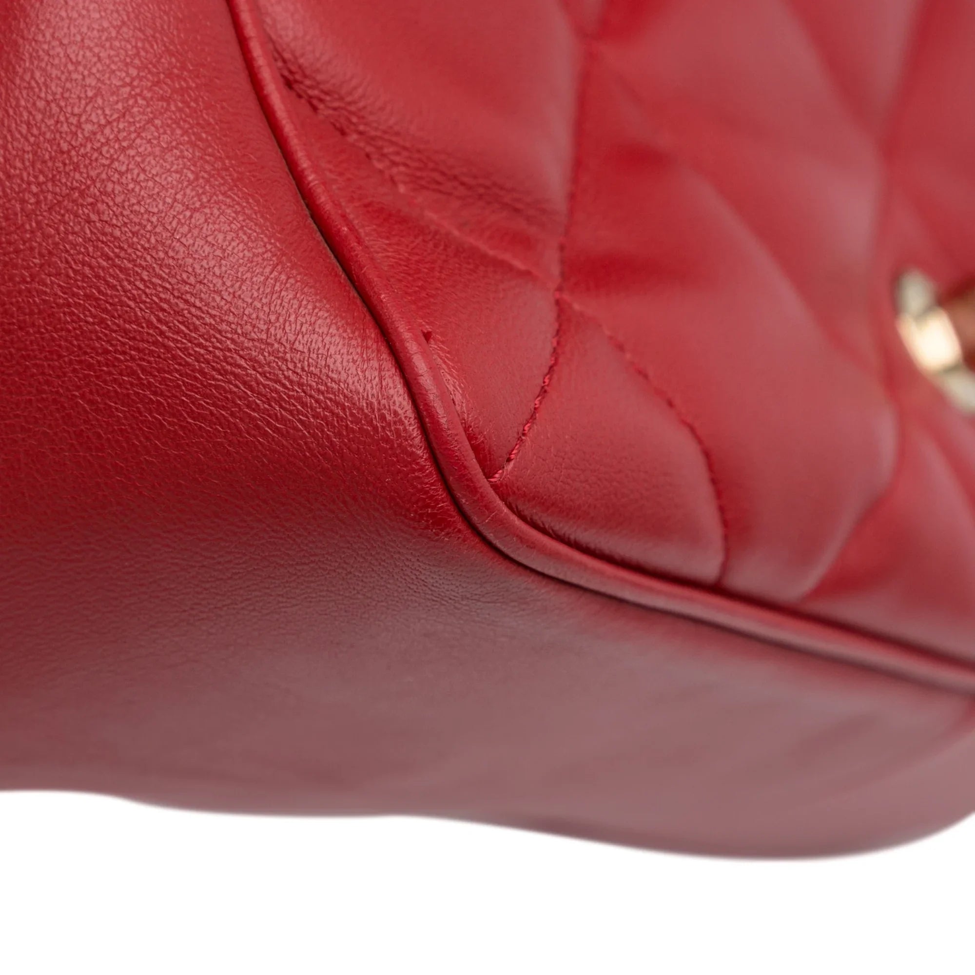 Pre-Owned Authenticated Chanel Small Easy Carry Flap Bag Lambskin Leather Red Satchel Unisex (Good)