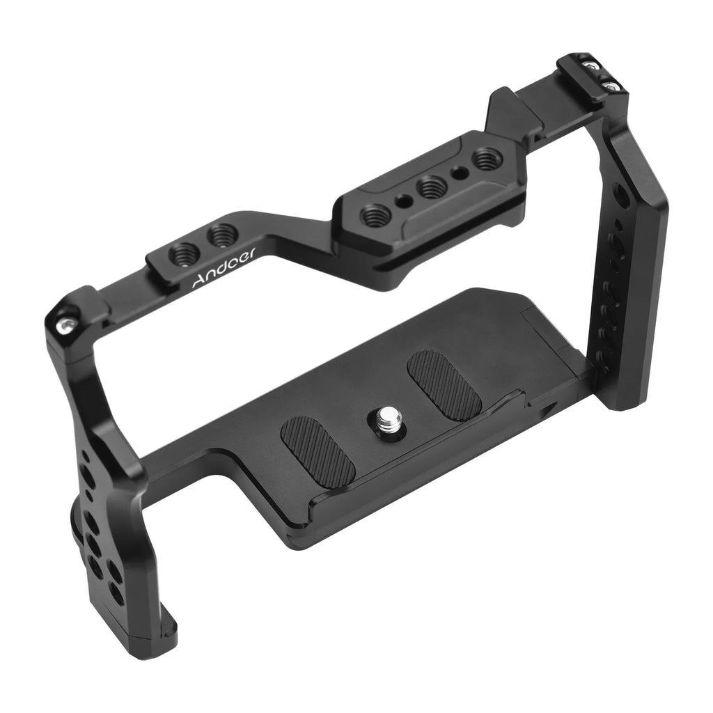 Andoer  Cage Aluminum Alloy Video Cage with Dual Cold Shoe Mounts Numerous 14 Inch Threads Replacement for Sony A7IV/ A7III/ A7II/ A7R / A7R / A7S